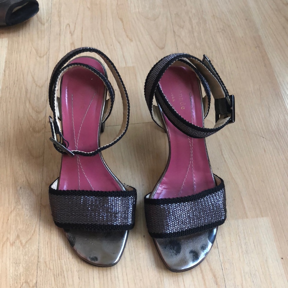 Kate Spade silver & Black heeled sandals